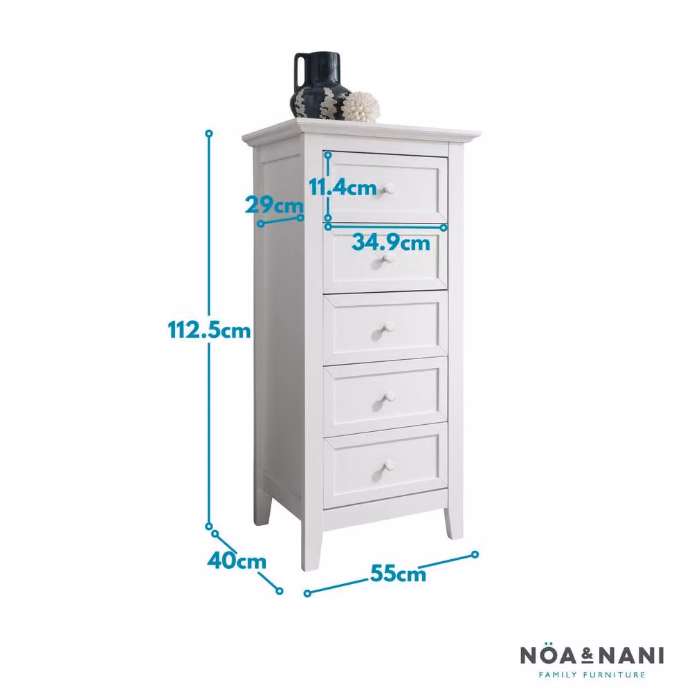Nöa and Nani Torsby 5 Drawer Tall Chest of Drawers in White – 2