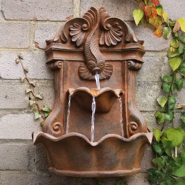 Primrose Brown Fish Wall Fountain Water Feature