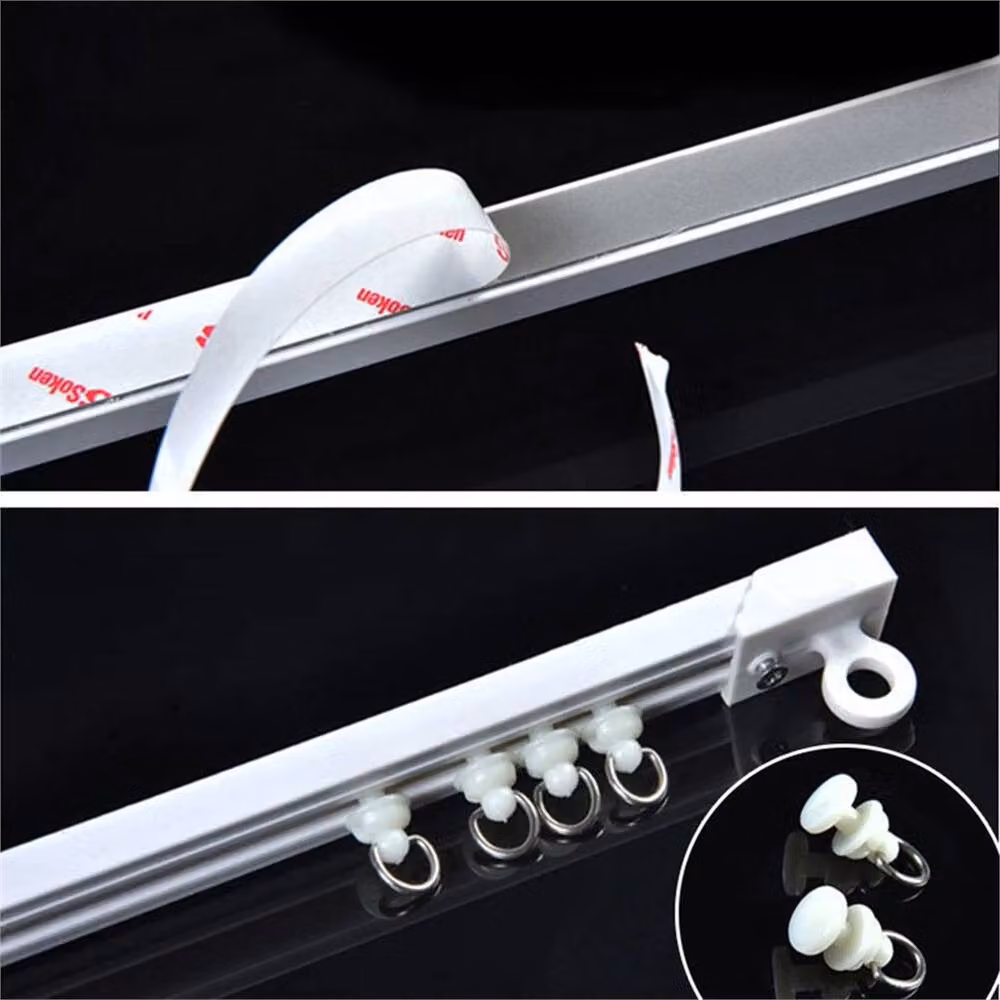 Nordara White Plastic Straight Curtain Track Rail Sliding Kit W: 40 cm, D: 40 cm, H: 6 cm – 4