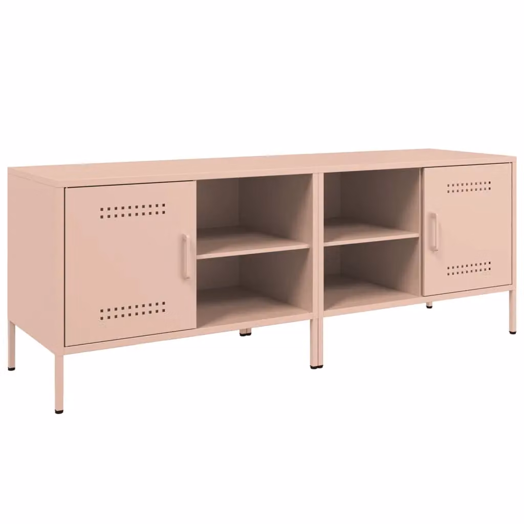 Berkfield Home Set of 2 Pink Metal Industrial TV Cabinets W/D/H: 68 x 39 x 50.5 cm – 2