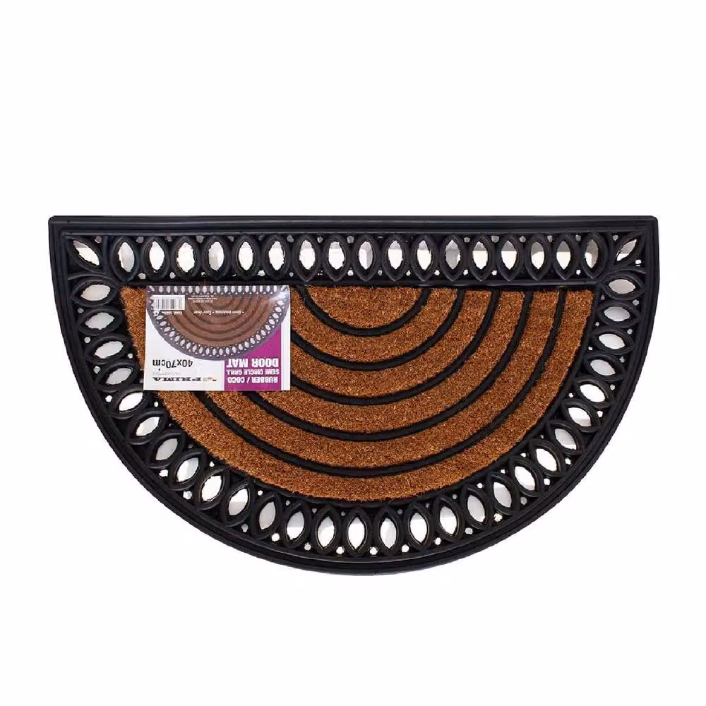 BARGAINS-GALORE Heavy Duty Non-Slip Semicircular Coir Doormat, Brown, W: 70 cm, D: 40 cm – 2