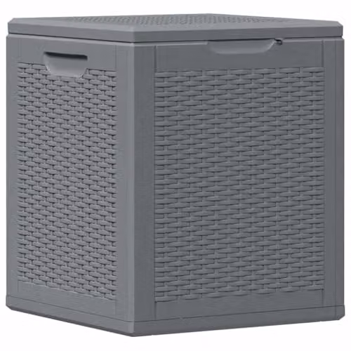 vidaXL Grey Rattan Garden Storage Box