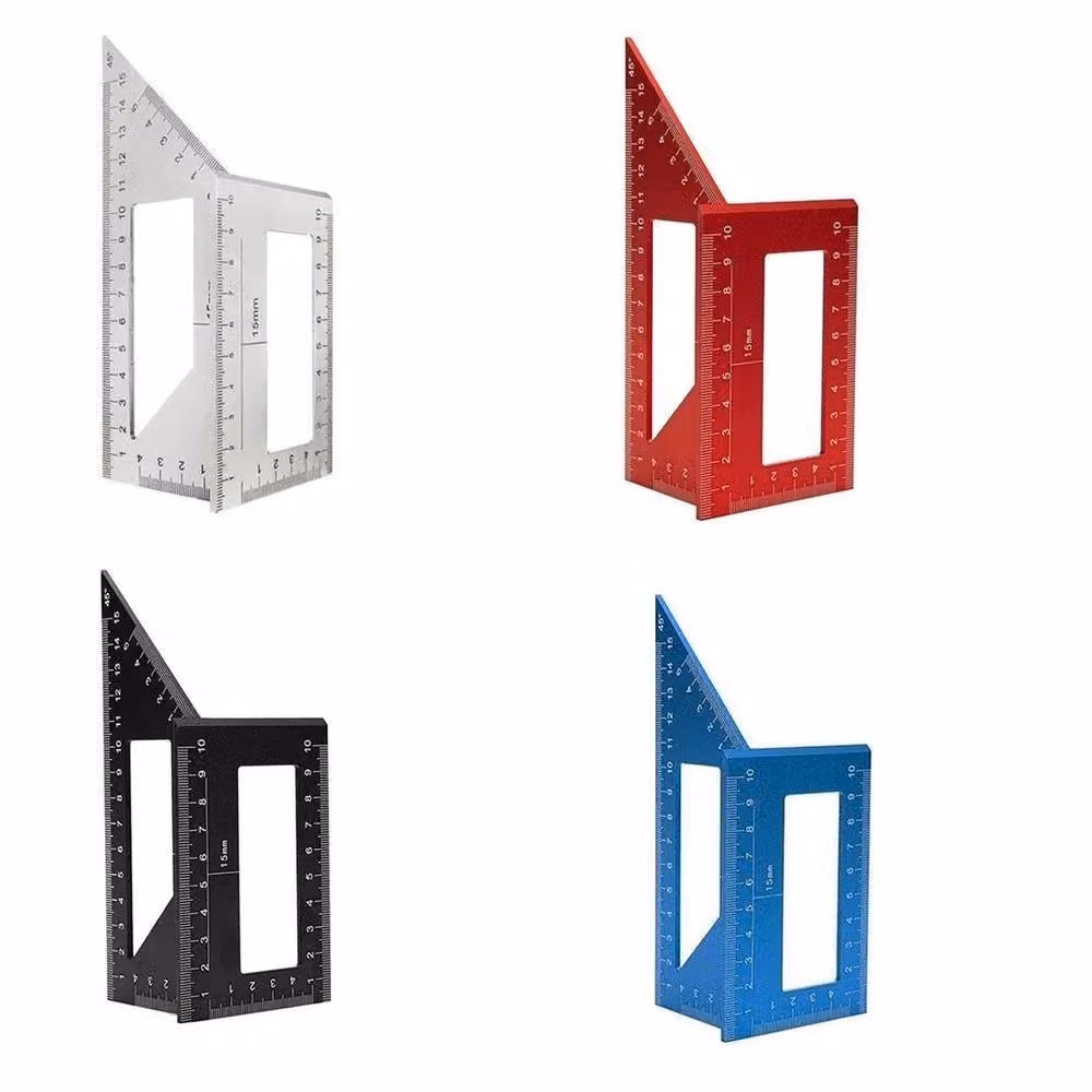 FLAVORA Red Aluminum Alloy 45/90 Degree Angle Woodworking Square, W: 520 mm, L: 10000 mm – 4