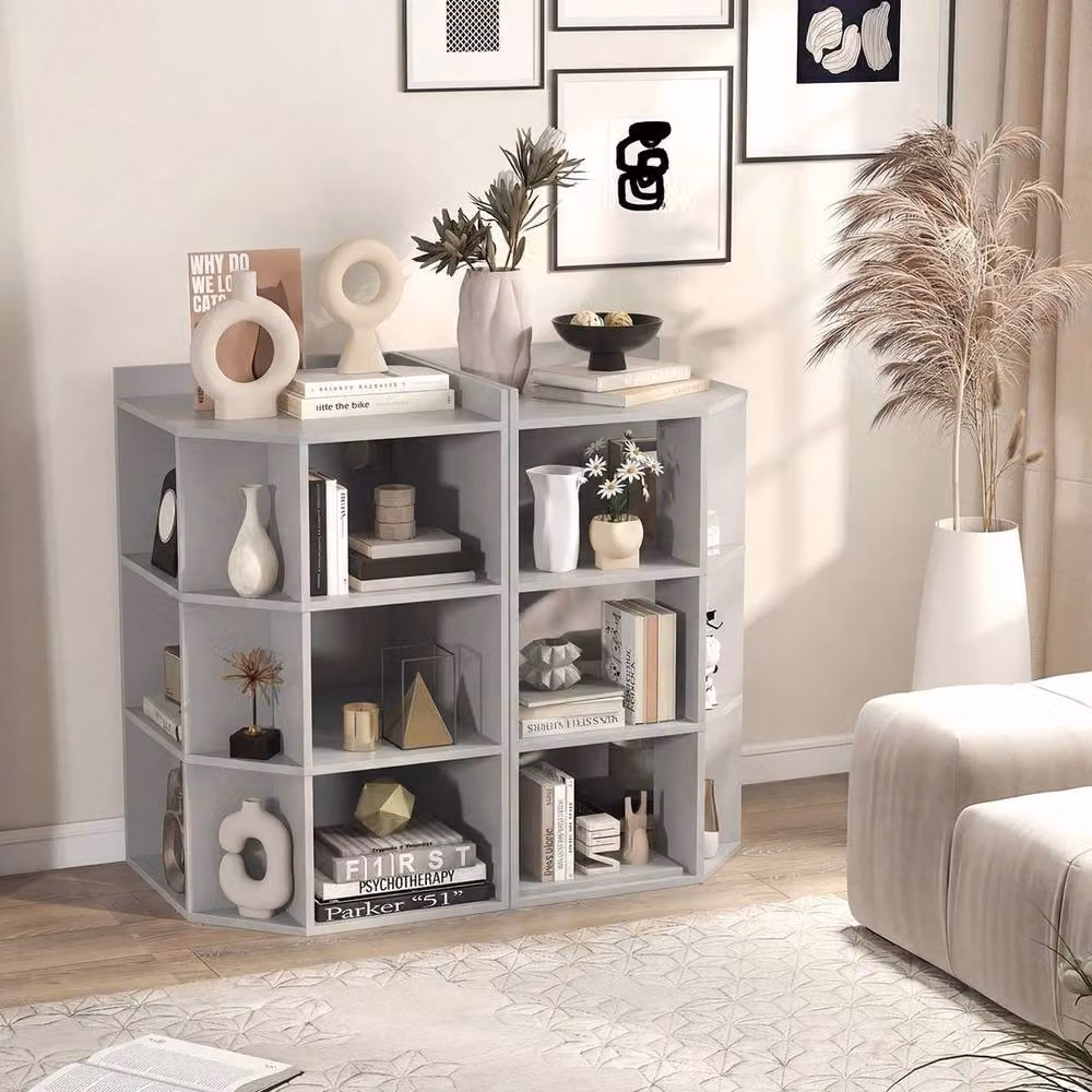 Kelvenix 3-Tier Freestanding Corner Cabinet in Matt Grey – 2