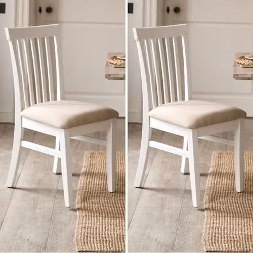 Statement Furniture Florence Wooden Dining Chairs Set of 2, White, W: 45 cm, D: 53 cm, H: 94 cm, Seat Height: 45 cm