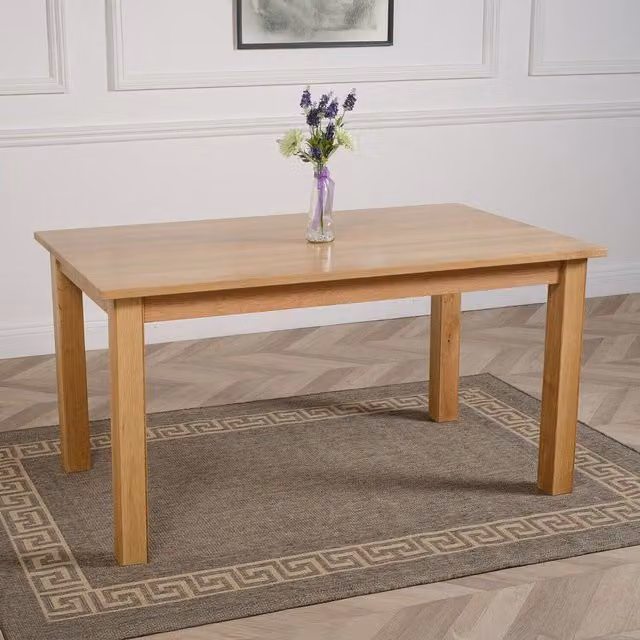 Thats Furniture Oslo Minimalist Rectangular Solid Oak Dining Table in Brown and Beige