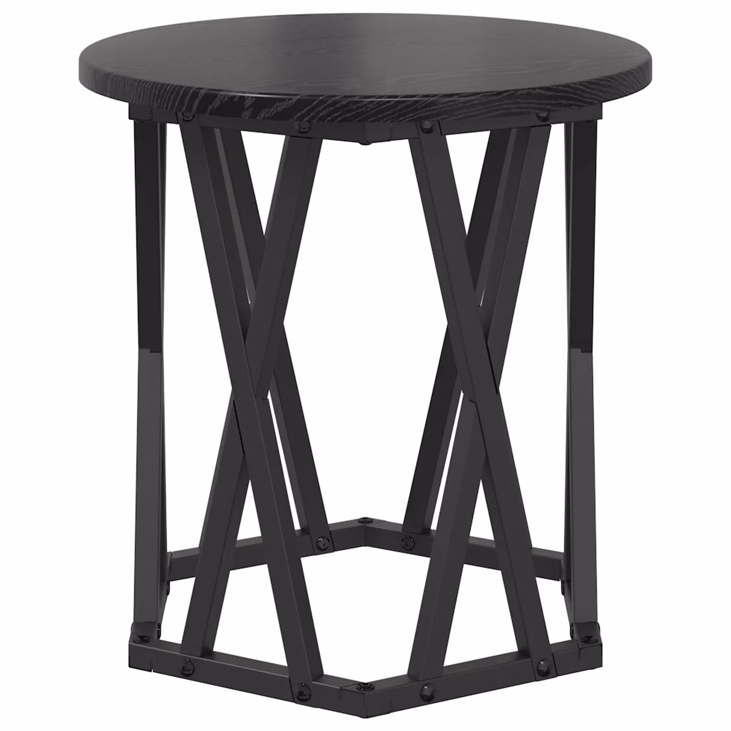 Berkfield Home Modern Round Nested Coffee Table in Black Oak with X-Frame Design – 4