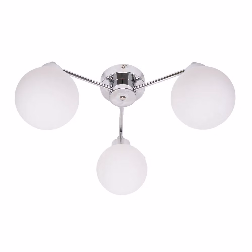 ValueLights Jonah 3 Arm Globe Ball Shade Flush Ceiling Light with LED Bulbs in Chrome – 2