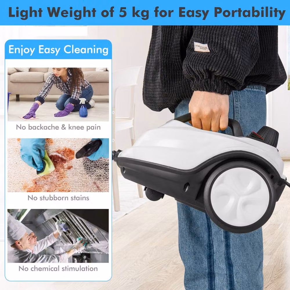 Costway 2000W High Pressure Floor Steam Cleaner in White – 3