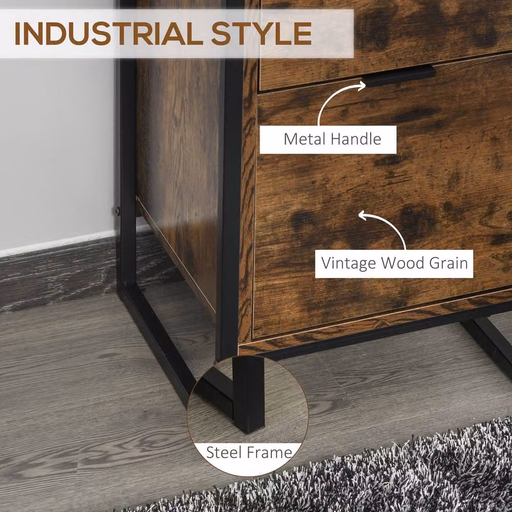 STILVORA Industrial Chest of Drawers with Metal Frame in Rustic Brown – 4