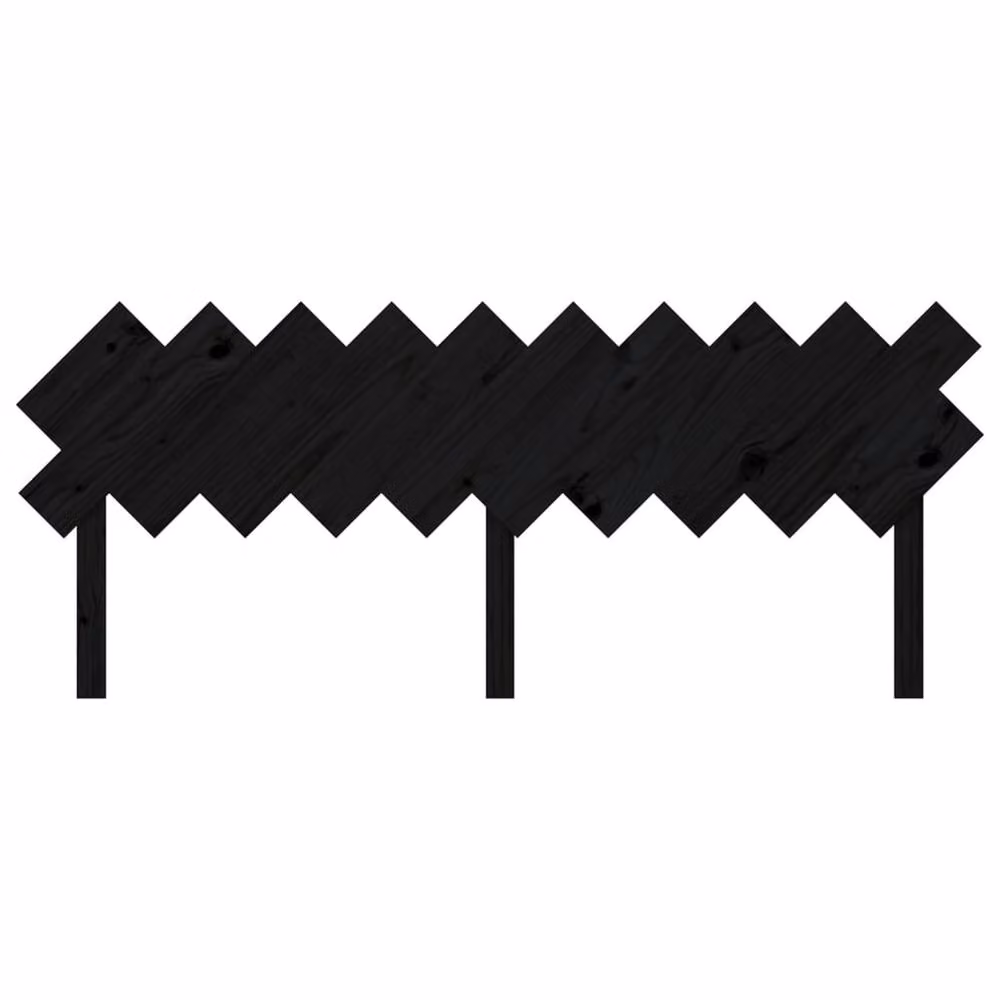 Berkfield Home Rustic Solid Pine Bed Headboard, Black, W: 196 cm, D: 3 cm, H: 80.5 cm – 3