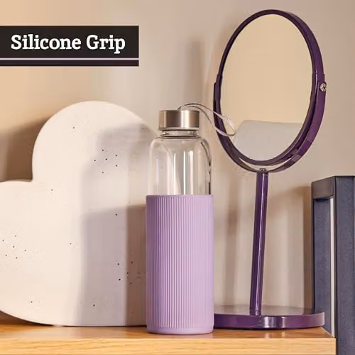 Orsina Glass Mug with Purple and Silver Silicone Sleeve, 330 ml – 3