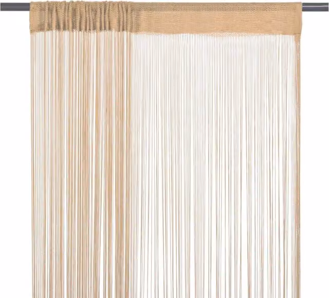 Berkfield Home String Curtains, 2 Pack, Beige, W: 140 cm, H: 250 cm