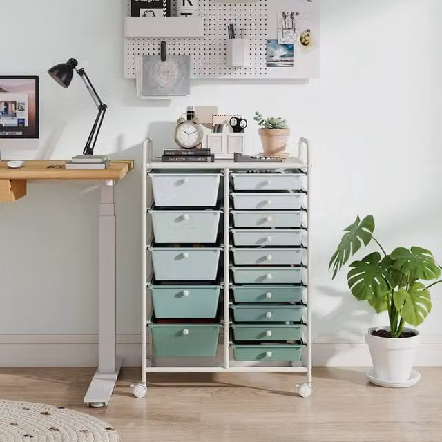 EONLION Home Multipurpose Utility Cart Storage Unit in Green with Castors and Lock