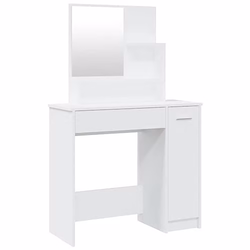 vidaXL Modern Dressing Table with Mirror in White, W: 86.5 cm, D: 35 cm, H: 136 cm – 1