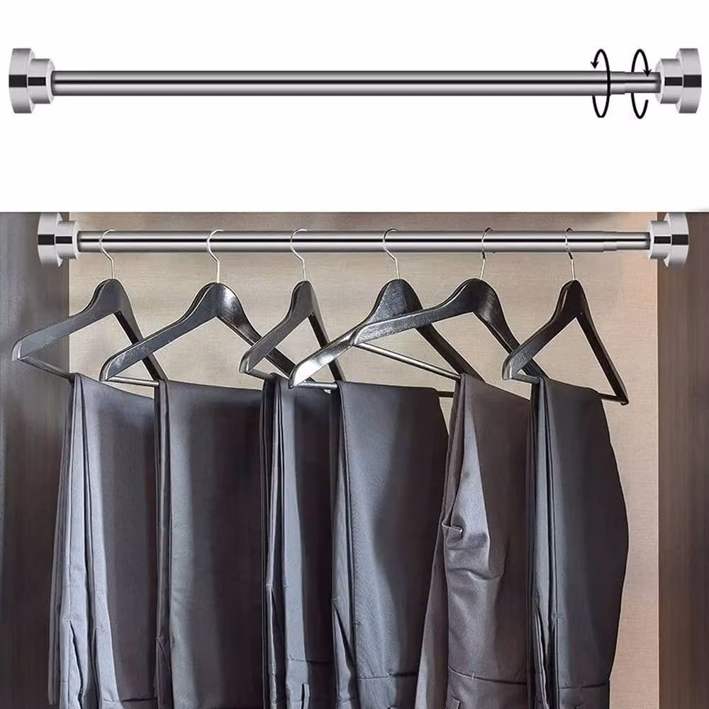 Kelvenix Telescopic Hanging Clothes Rail in Silver, Adjustable from 100 cm to 150 cm – 2