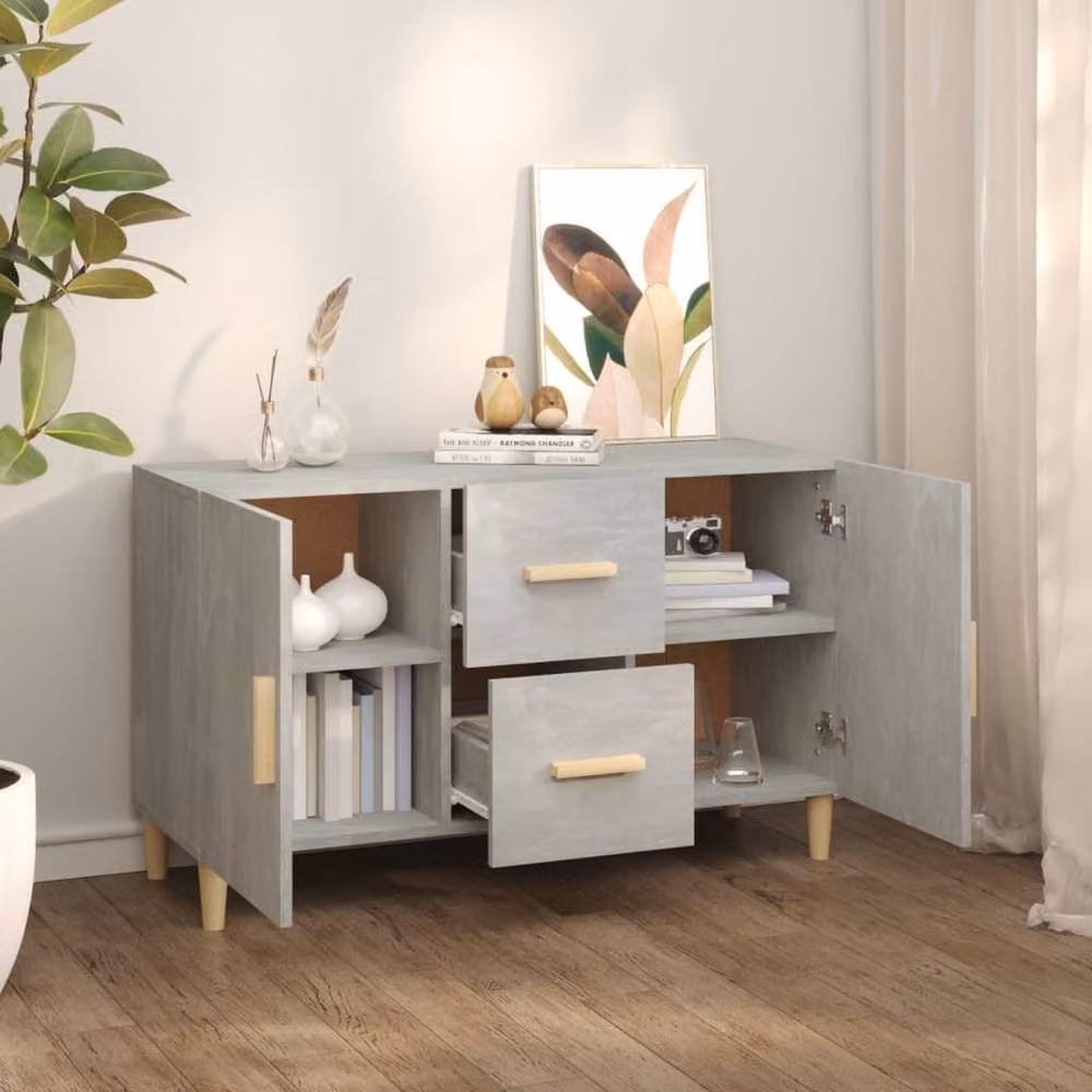 Berkfield Home Sideboard in Concrete Grey, W/D/H: 100 x 36 x 60 cm – 2