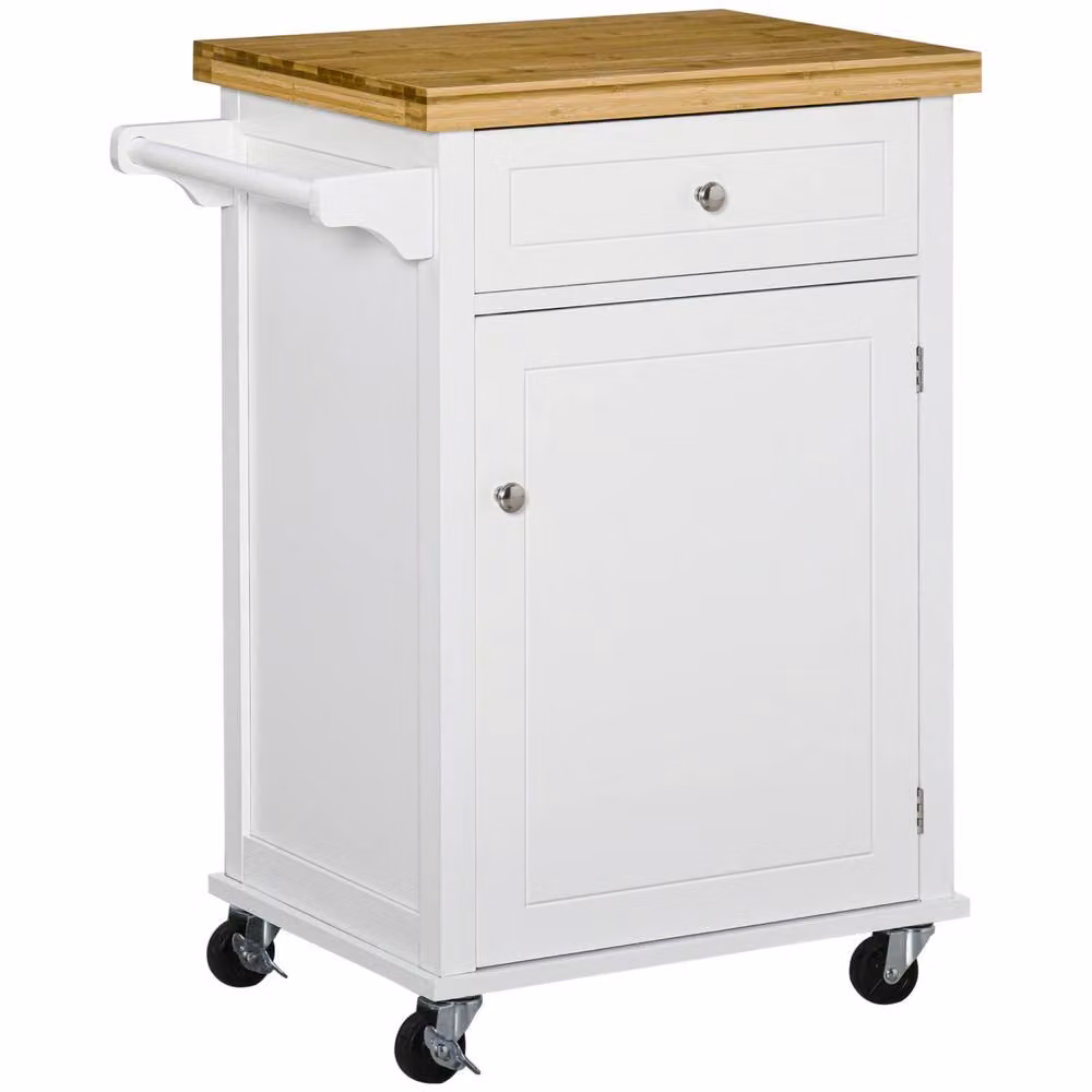 Wyld Haus Sofi White Kitchen Trolley with Drawer, Cupboard and Towel Rail – 2