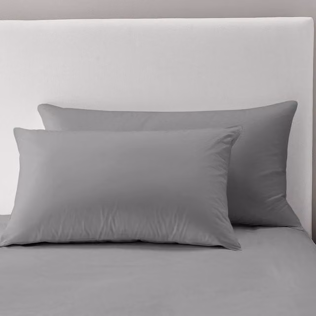 Velosso Pair of Grey Microfibre Pillowcases with Peach Fuzz Finish, W: 50 cm x H: 75 cm