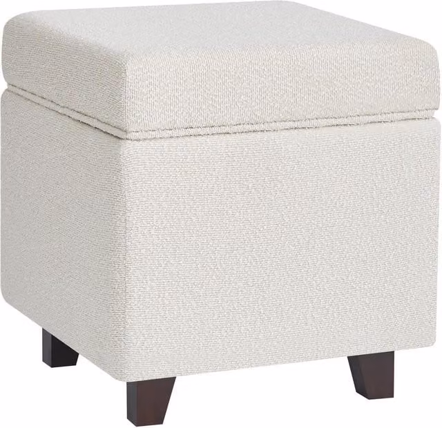 Livinluxury Modern Bouclé Fabric Ottoman Footstool in Beige, Yellow or White
