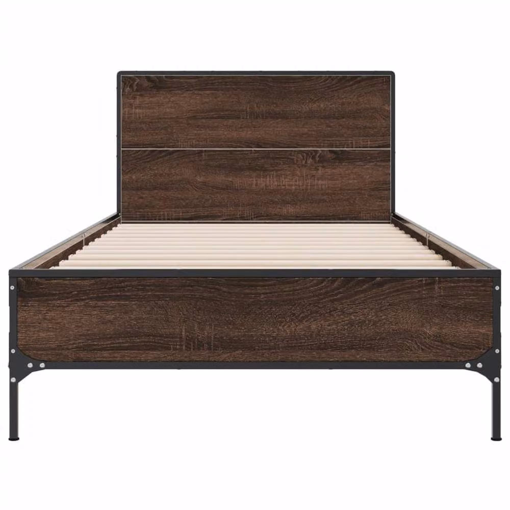 Berkfield Home Bed Frame in Brown Oak, W/D/H: 100 x 200 x 80 cm – 4