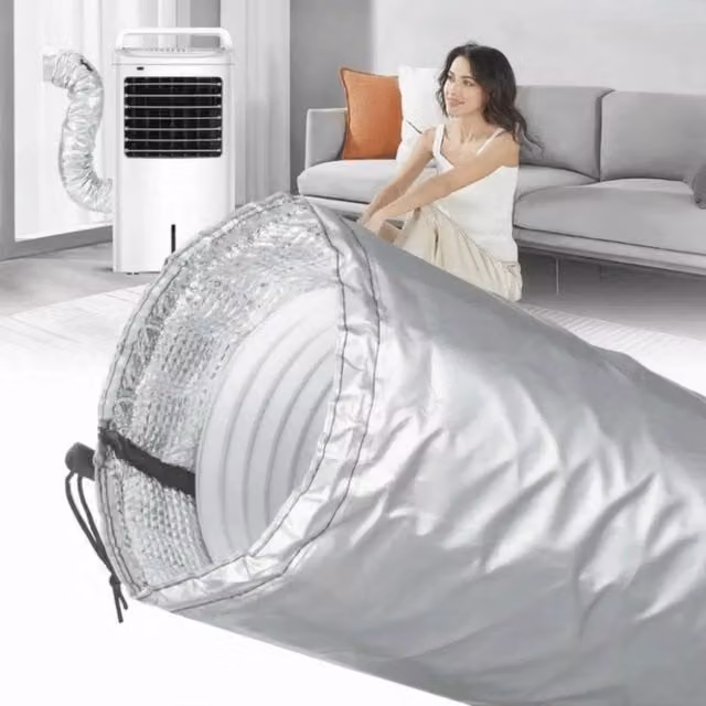 KORVIXA Silver Portable AC Hose Insulation Sleeve, W/D/H: 100 x 200 cm – 1