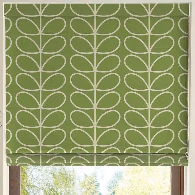 Orla Kiely Jumbo Linear Stem Made to Measure Blackout Roman Blind in Chalky Green