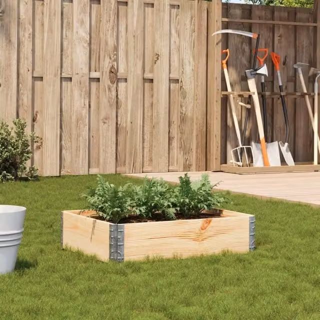 Berkfield Home Garden Brown Wooden Raised Bed Planter with Galvanised Steel, W: 80 cm, D: 60 cm – 1