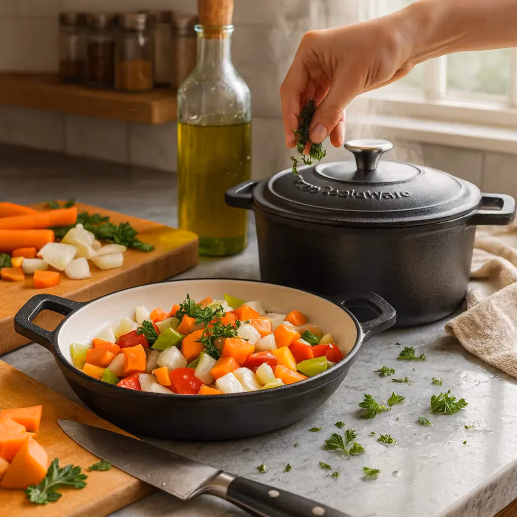 Argon Tableware 2pc Black Enamel Cast Iron Casserole Dish Set with Self-Basting Lids, 2.3 l and 4.68 l – 2