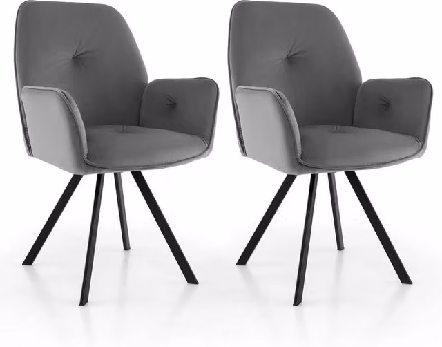 EONLION Set of 2 Grey Ergonomic Swivel Accent Chairs with Armrests – 1
