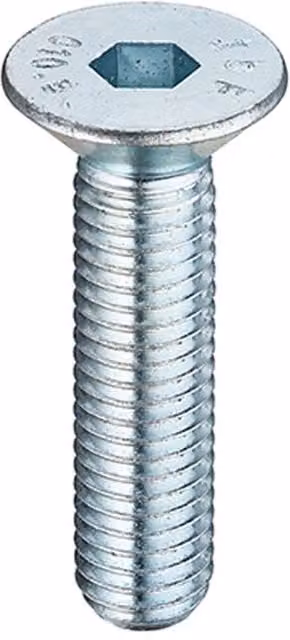 Unifix Grade 10.9 Hex Socket Countersunk Steel Screws, Silver, Box of 50