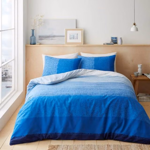 GAVENO CAVAILIA Kingsley Printed Single Duvet Cover Set in Blue, Reversible Polycotton Bedding, W/D/H: 135 x 200 cm