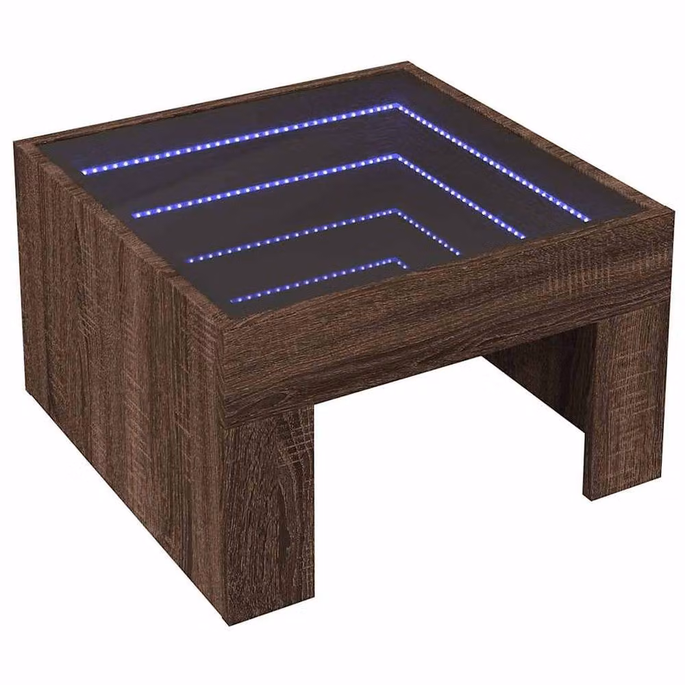 Berkfield Home Infinity LED Coffee Table in Brown Oak, W/D/H: 50 x 50 x 30 cm – 2