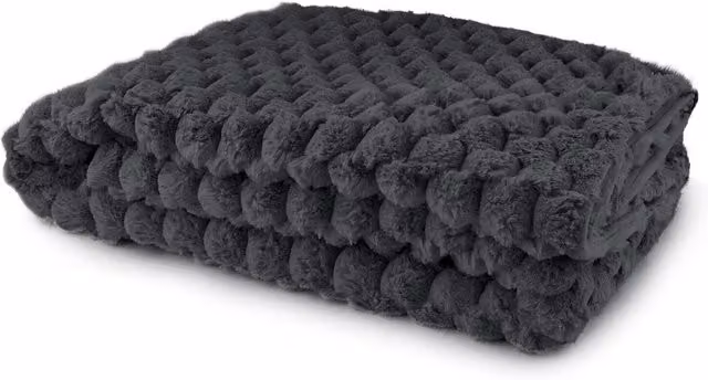 Emma Barclay Faux Fur Throw in Black or Grey, 180 cm
