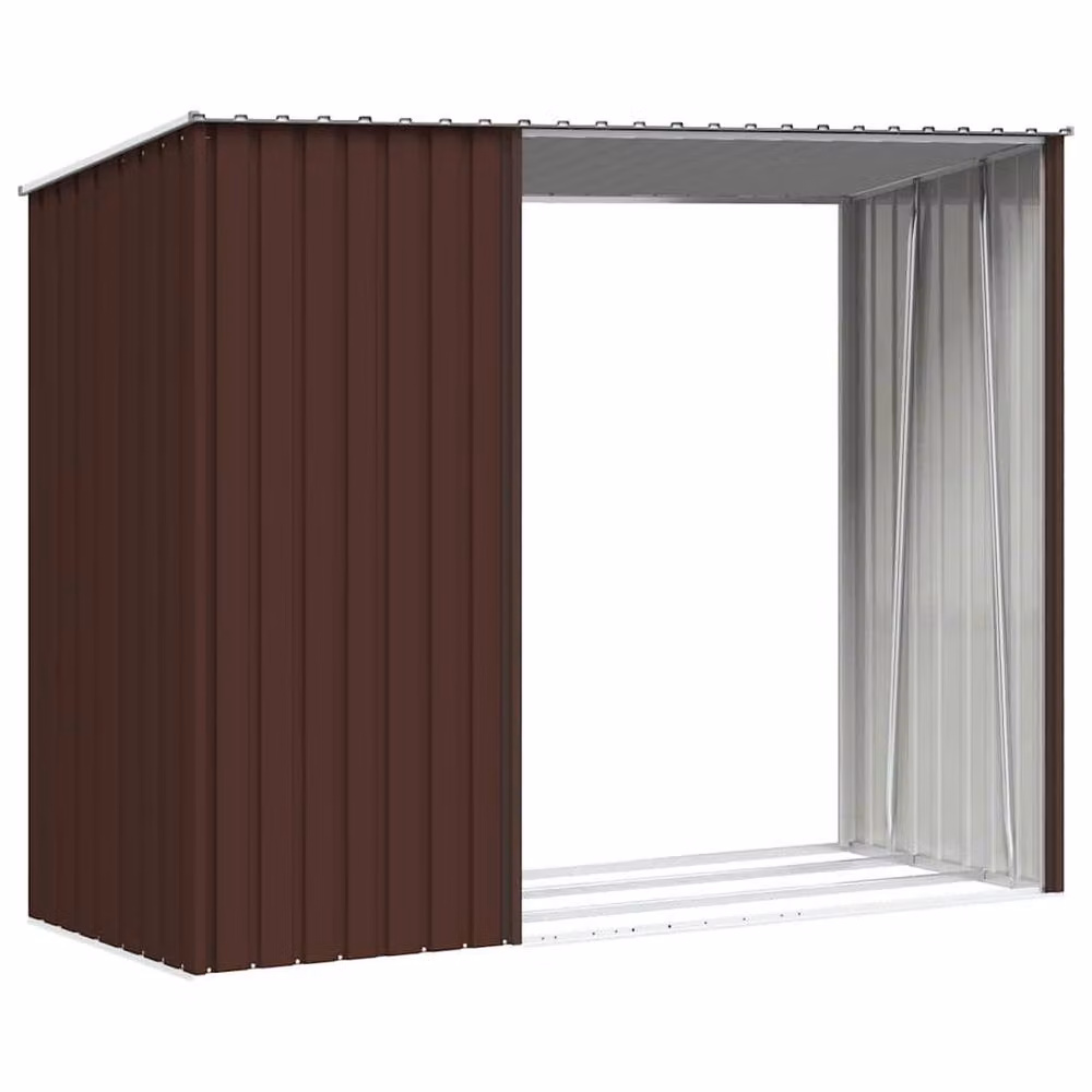 Berkfield Home Durable Garden Firewood Shed in Brown Galvanised Steel, W/D/H: 245 x 98 x 159 cm – 5