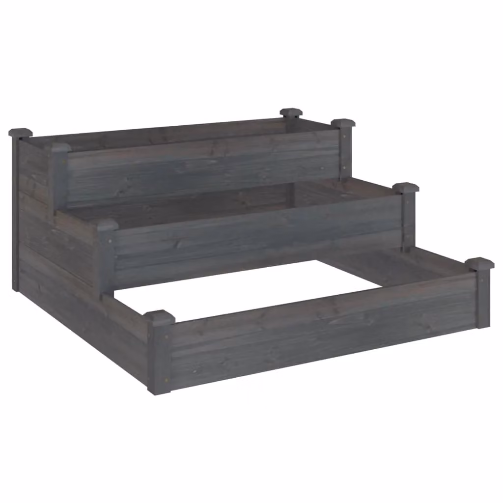 Berkfield Home Garden Grey Wooden Raised Bed, W/D/H: 120 x 120 x 56 cm – 2