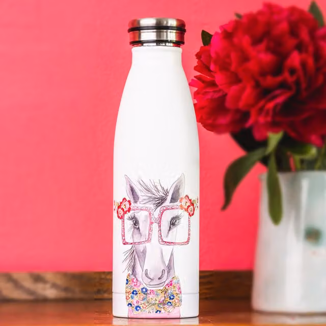 Mikasa Tipperleyhill Horse Stainless Steel Water Bottle in Multicolour and White