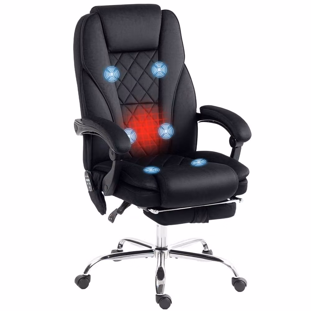 STILVORA Black Fabric Executive Massage Office Chair with Headrest and 360 Degree Swivel – 4