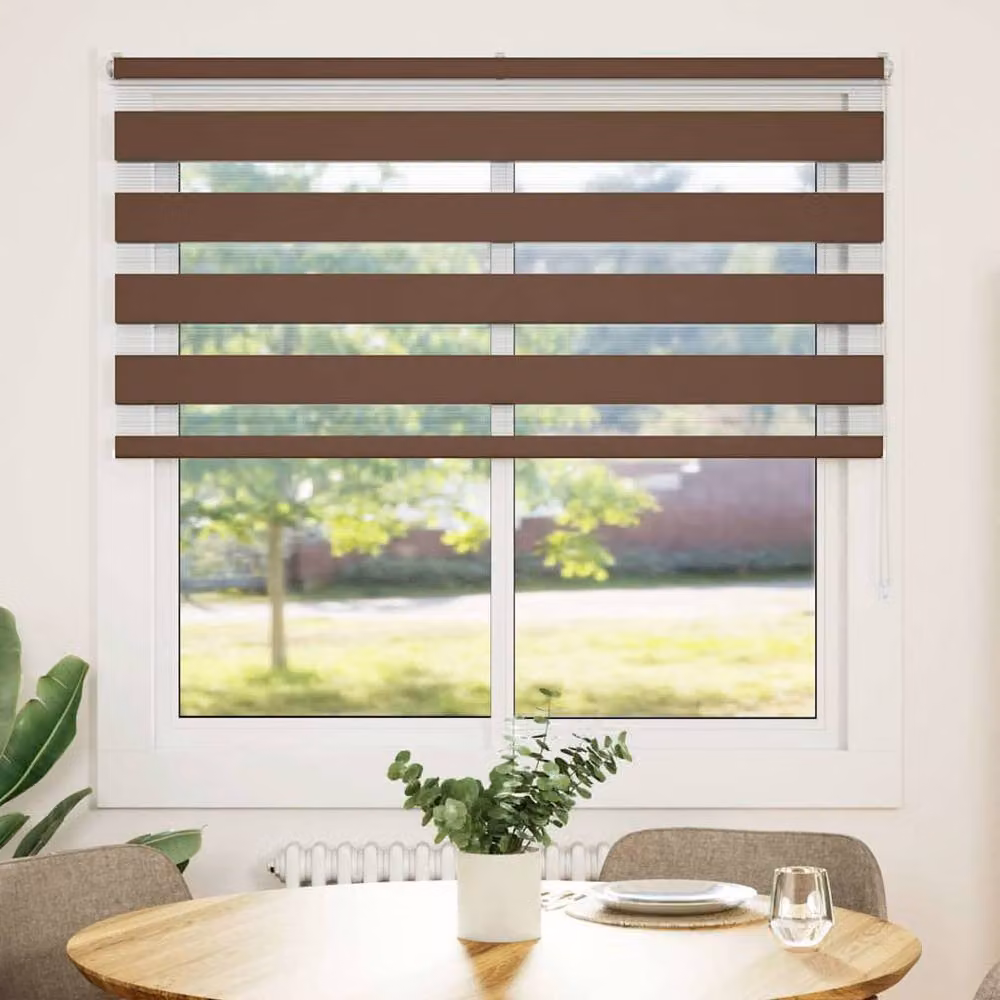Berkfield Home Elegant Zebra Blind in Brown, W: 145 cm, H: 150 cm – 3