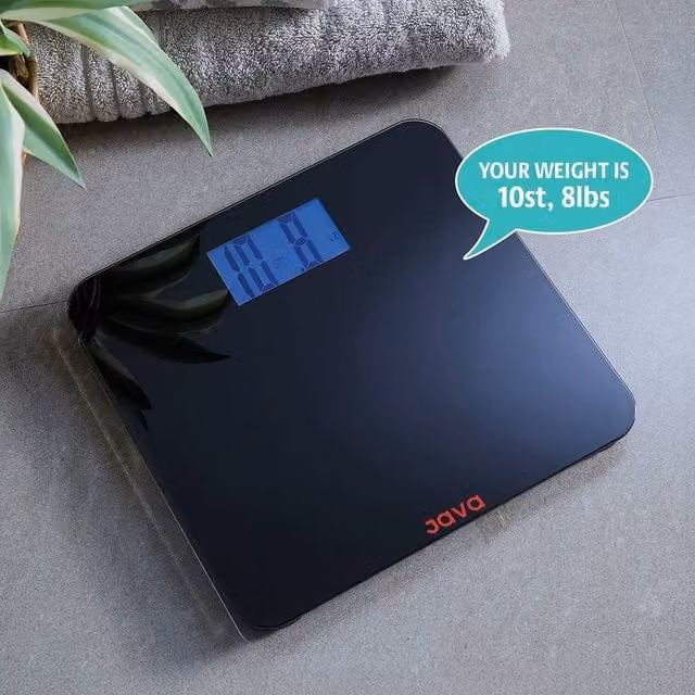 JAVA Wellness Talking Digital Bathroom Scales with Glass Platform in Black – 1