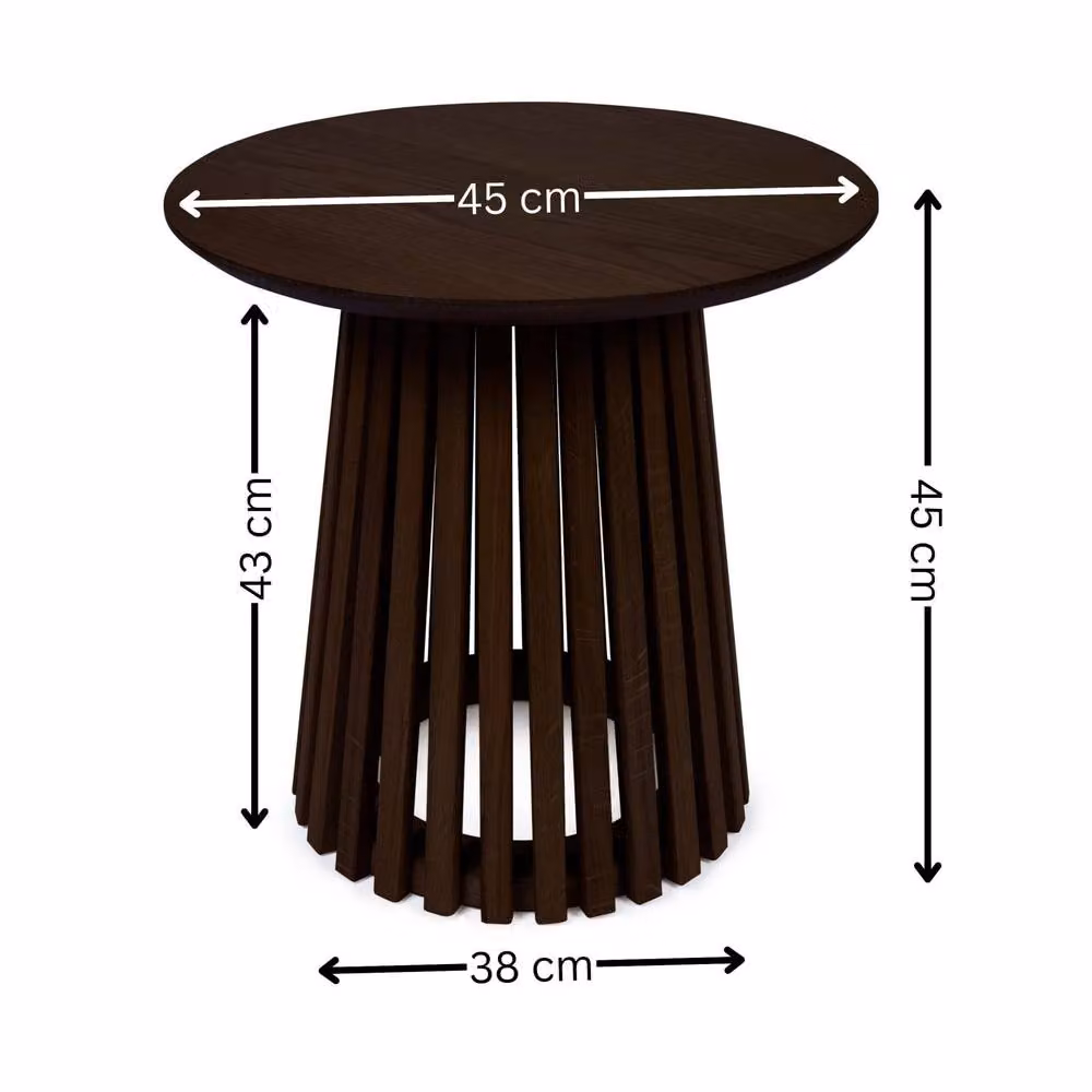 Cheshire Orla Round Oak Lamp Table in Dark Brown, Diameter: 45 cm – 6