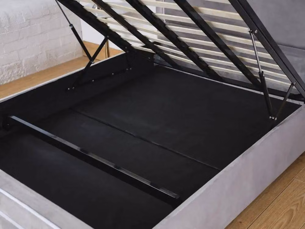 Living Comfort Bedz Sovereign Upholstered Gas Lift Storage Bed in Light Grey, Size: Double (140 x 200 cm) – 2