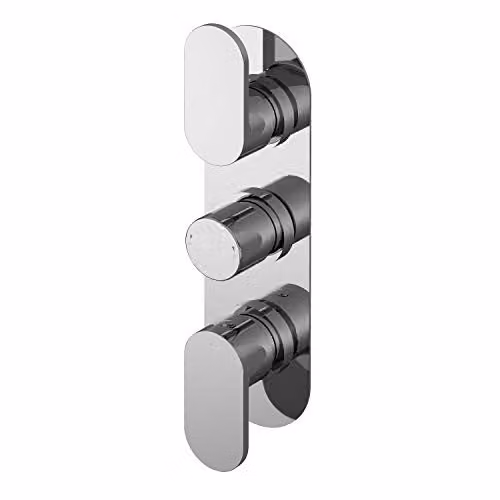 Nuie Binsey Modern Round Triple Concealed Thermostatic Shower Valve with Single Lever Handles, Chrome