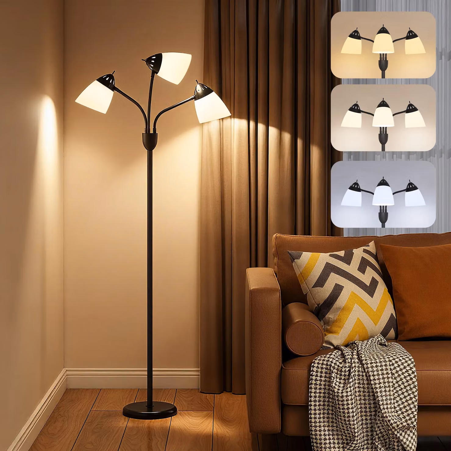 HOMCOM Arc Tree Floor Lamp in Black, Height: 155 cm – 5