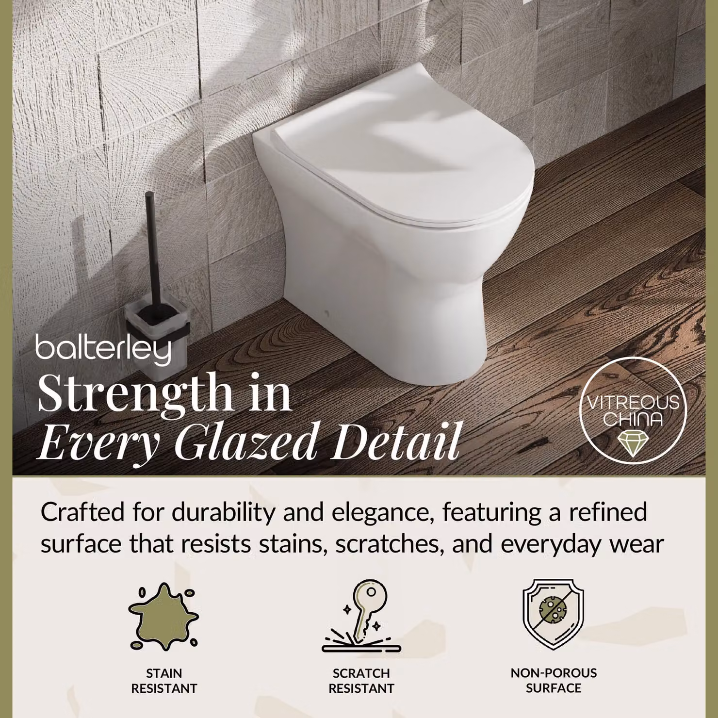 Balterley Rimless Back to Wall Ceramic Toilet Pan and Soft Close Sandwich Seat in White – 2