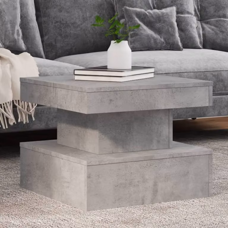 Berkfield Home Modern Square Coffee Table with LED Lights in Grey, W/D/H: 50 x 50 x 40 cm