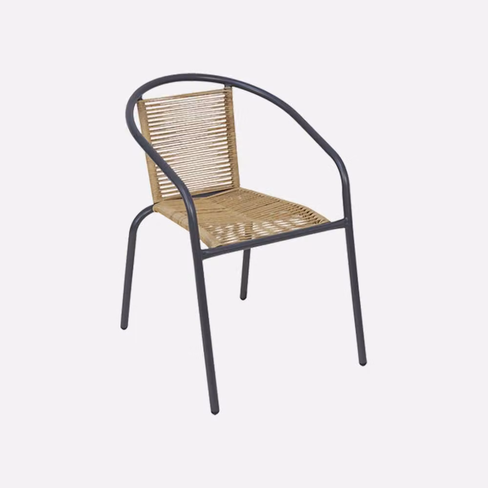 sweeek Set of 4 Modern Garden Armchairs in Matt Dark Grey Steel and Resin – 2