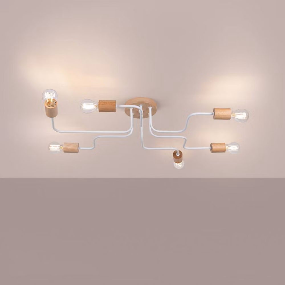 Sollux Lighting Loft Chandelier in White, 6-Light Scandinavian Style, W/D/H: 16.5 x 85 x 58 cm – 2