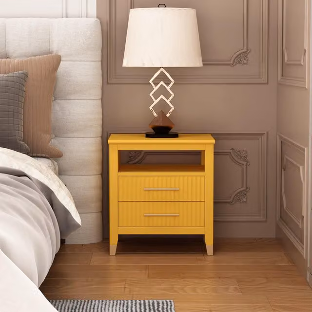 Cabinet Bits Biasi 2 Drawer Bedside Table in Mustard Yellow – 1