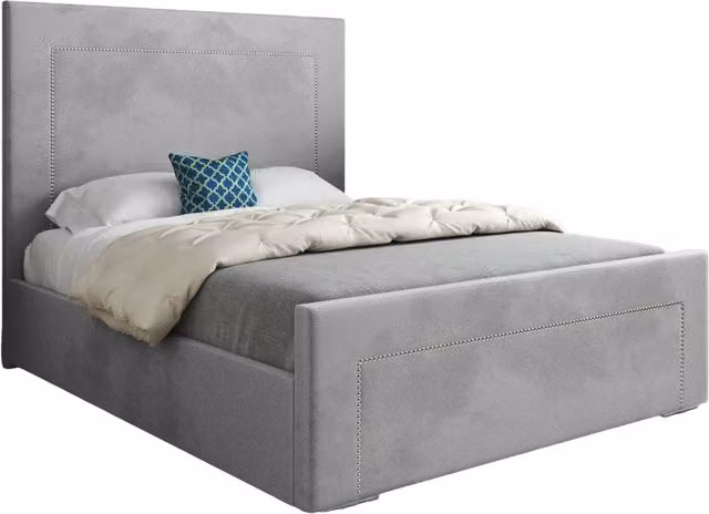 Casani KDMD Elba Upholstered Velvet Designer Bed Frame in Grey, W/D/H: 120 x 200 x 137 cm